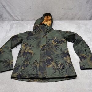 Roxy Jacket Women Small Green Botanical Waterproof DryFlight 10K Jetty Snow Ski